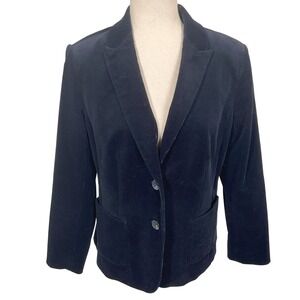 Talbots Blazer Womens 10P Navy Blue Corduroy Preppy Classic Academia Jacket